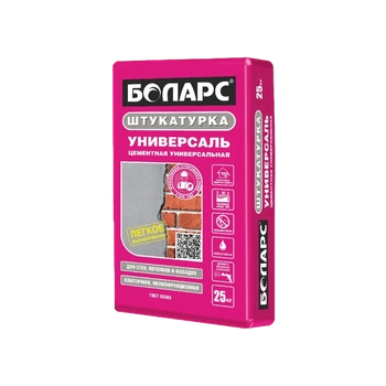 Штукатурка цементная, серая БОЛАРС УНИВЕРСАЛЬ, 25 кг.